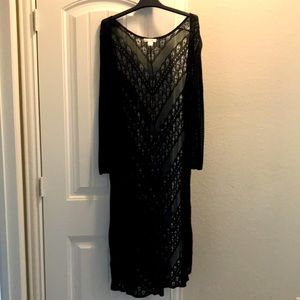 Christopher & Banks medium black lace like, ankle length summer cardigan,